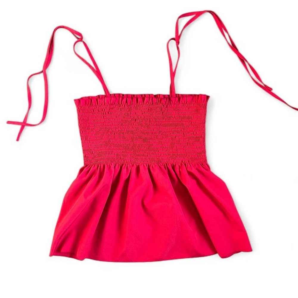 Red smocked babydoll cami